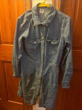 Levi's Women's Medium Blue Denim Button-Down Jacket Dress